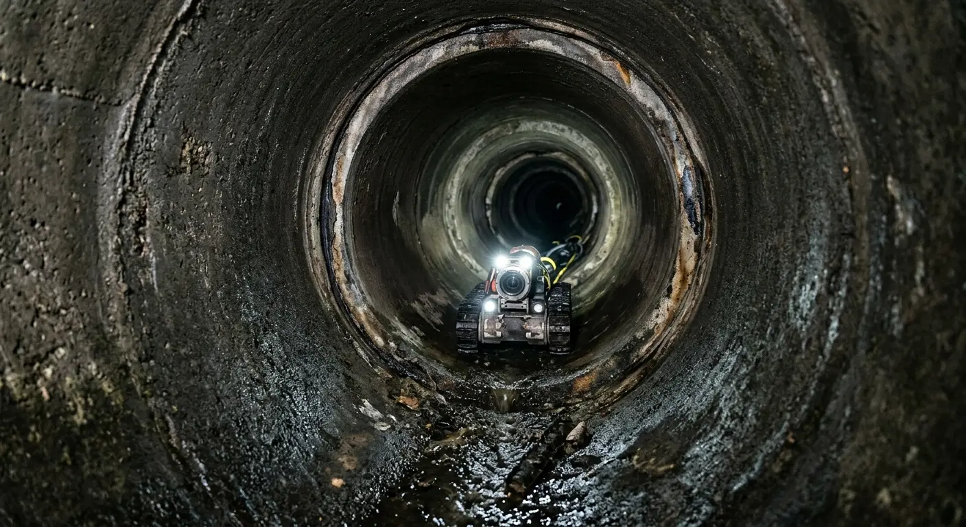 Robotic sewer camera inspecting pipe interior for Drain Snake Service in Cleburne